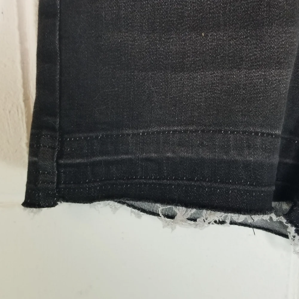 Prana London black denim jean raw hem shorts